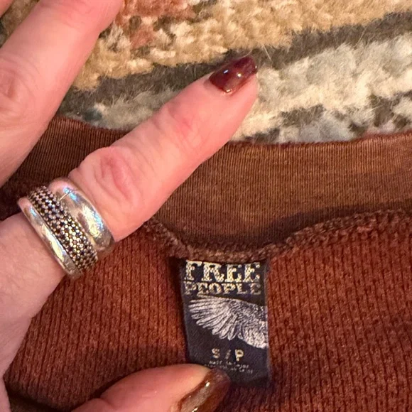 Free People Rust Long Sleeve Top with Button Cuffs - Picture 2 of 3